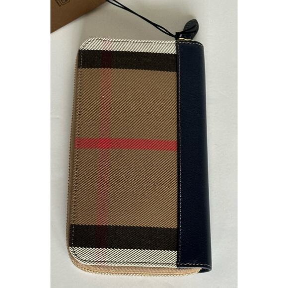 Burberry Zip Around Wallet Dark Canvas Blue 80845161 NWT $630 - Picture 6 of 15